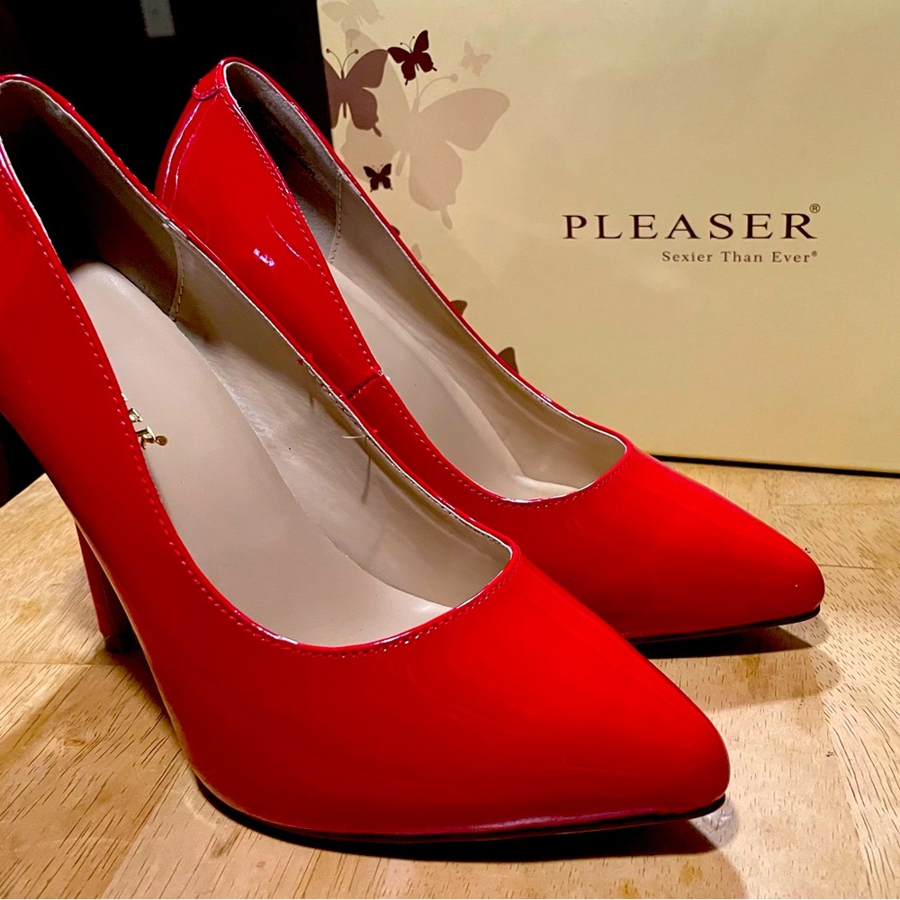 Pleaser Amuse-20 Red Patent Heels